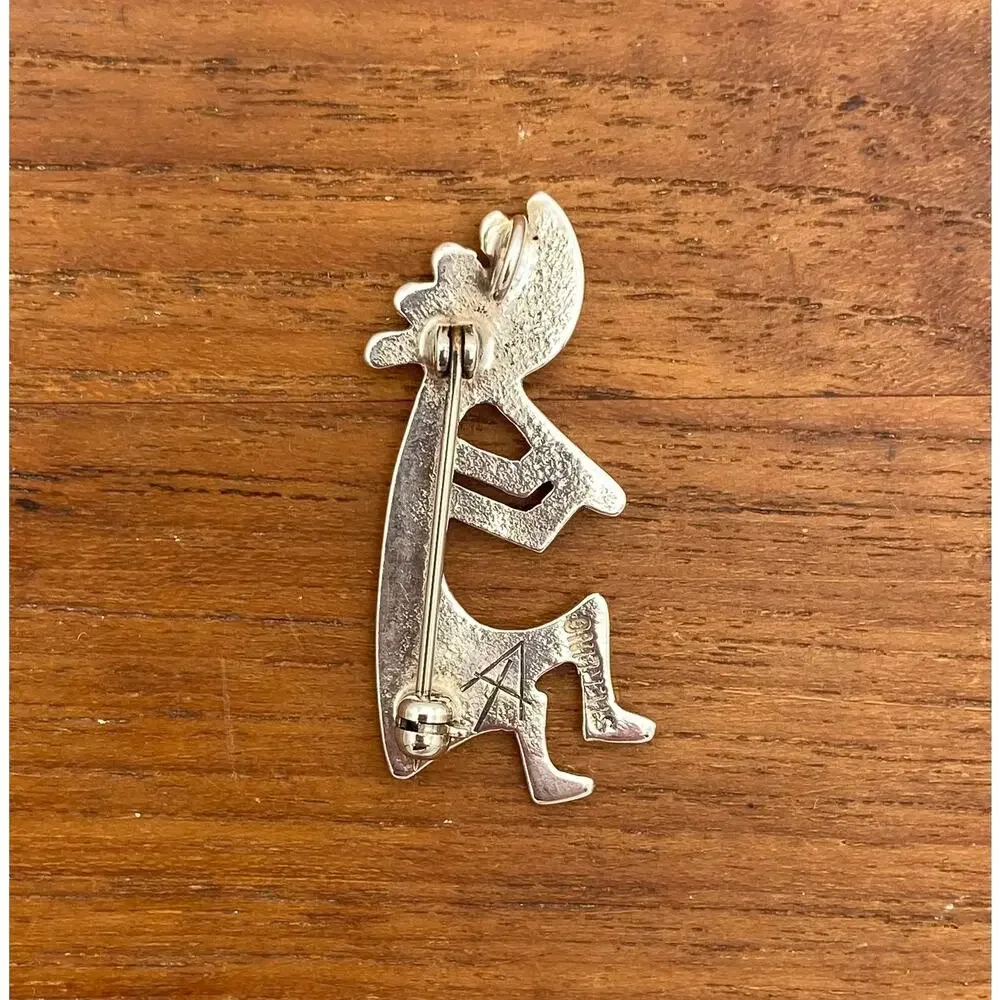 Vintage Sterling Silver Navajo Kokopelli Pin Pendant Signed Alvin Thompson